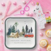 キャンピエレガントングウォーターカラーパインフォレ結婚スト ペーパープレート (パーティー)