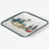 キャンピエレガントングウォーターカラーパインフォレ結婚スト ペーパープレート (傾斜あり)