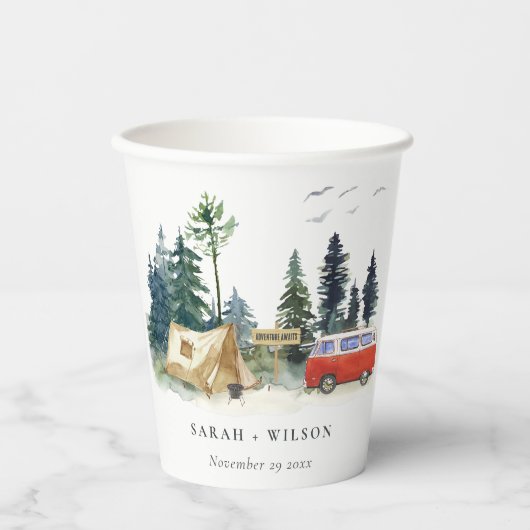 キャンピエレガントングウォーターカラーパインフォレ結婚スト 紙コップ (正面)