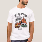 キャンピクールングキャンプファイアモダン Tシャツ (正面)