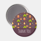 キャンピクールングデザインアウトドア柄ありがとう マグネット (正面/裏面)