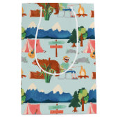 キャンピクールングパーティータイル模様 ミディアムペーパーバッグ (正面)