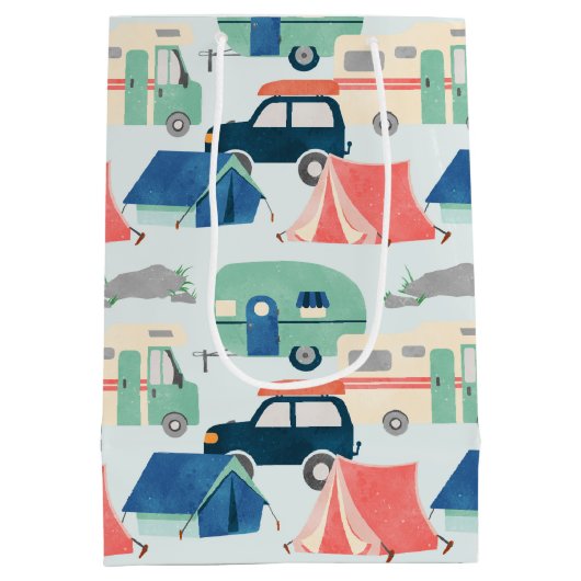 キャンピクールングパーティータイル模様 ミディアムペーパーバッグ (裏面)