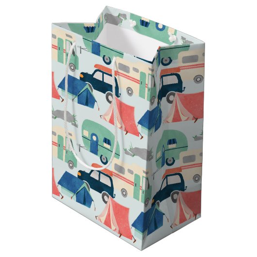 キャンピクールングパーティータイル模様 ミディアムペーパーバッグ (裏面アングル)