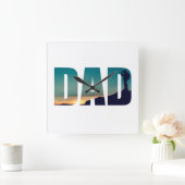 キャンピングおもしろいキャンピングハイキングハイカーパパ スクエア壁時計 (ホーム)