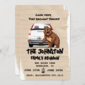 キャンピングおもしろいファミリー懇親会招待状ウィズベア 招待状 (正面/裏面)