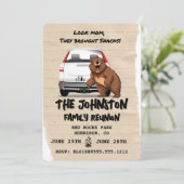 キャンピングおもしろいファミリー懇親会招待状ウィズベア 招待状 (スタンド正面)