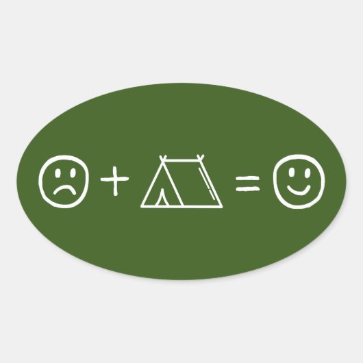 キャンピングで幸せ 楕円形シール (正面)