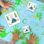 キャンピングは私のハッピープレイスベアスクエアステッカー スクエアシール