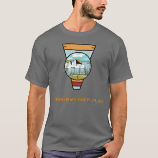 キャンピングは私の幸せな場所 キャンピング レトロ Tシャツ
