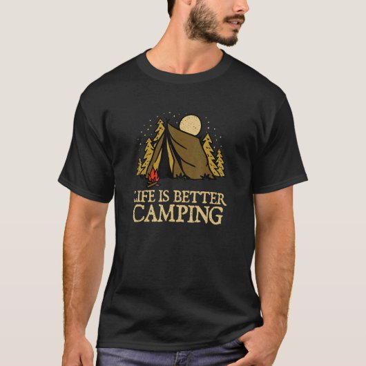 キャンピングやる気を起こさせる引用文キャンパー Tシャツ (正面)