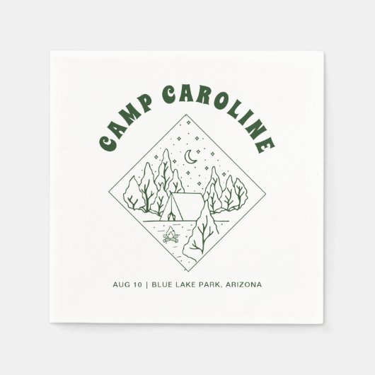 キャンピングをテーマにした独身最後の夜 スタンダードカクテルナプキン (正面)