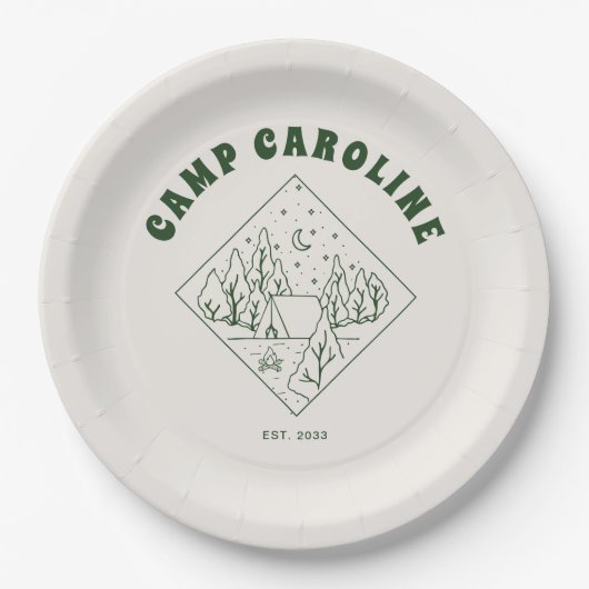 キャンピングをテーマにした独身最後の夜 ペーパープレート (正面)