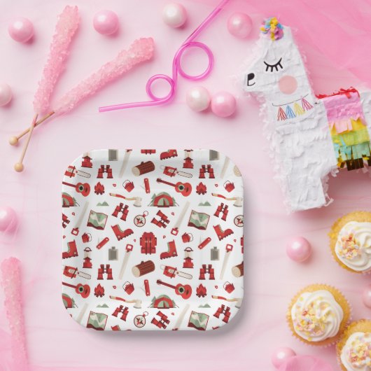 キャンピングアイコ素朴ンツとフェスティバルアドベンチャーテーマ ペーパープレート (パーティー)