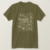 キャンピングアウトドアイラストレーション Tシャツ (デザイン正面)