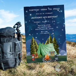 キャンピングアウトドアウッドランドバースデーパーティー 招待状