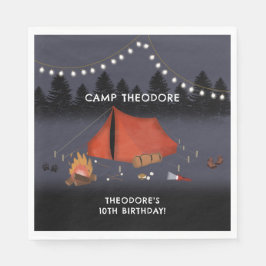 キャンピングアウトドアドベンチャーキャンプファイアバースデーパーティー スタンダードランチョンナプキン