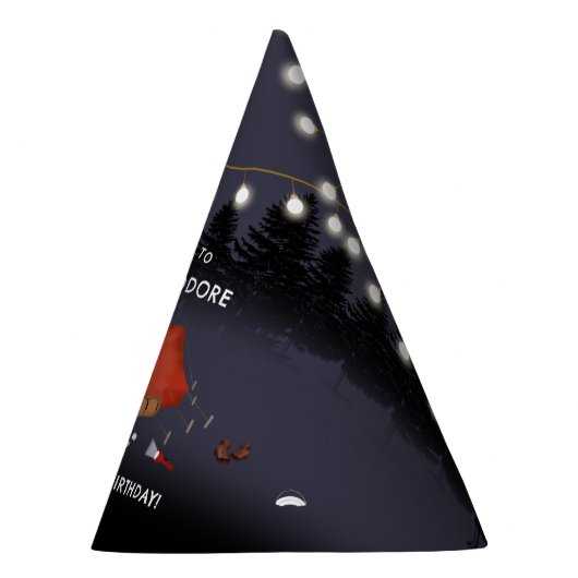 キャンピングアウトドアドベンチャーキャンプファイアバースデーパーティー パーティーハット (右)