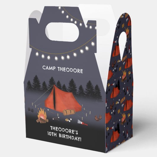 キャンピングアウトドアドベンチャーキャンプファイアバースデーパーティー フェイバーボックス (オープン)