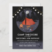 キャンピングアウトドアドベンチャーキャンプファイアバースデーパーティー 招待状 (正面)