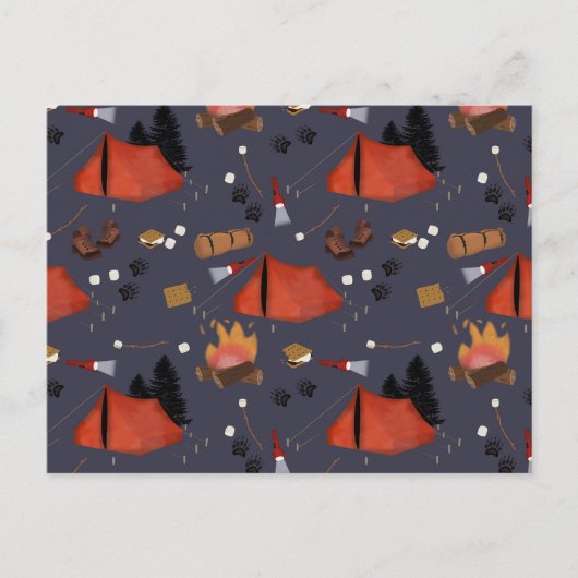 キャンピングアウトドアドベンチャーサマーキャンプファイア シーズンポストカード (正面)