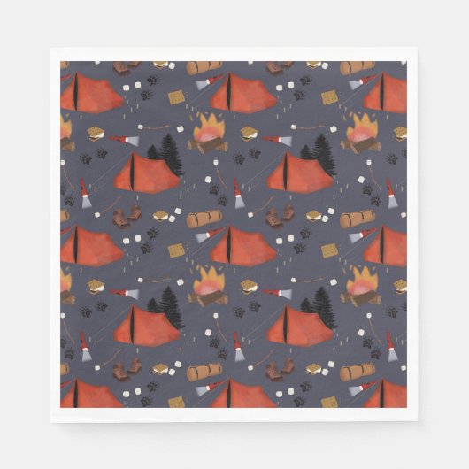 キャンピングアウトドアドベンチャーサマーキャンプファイア スタンダードランチョンナプキン (正面)