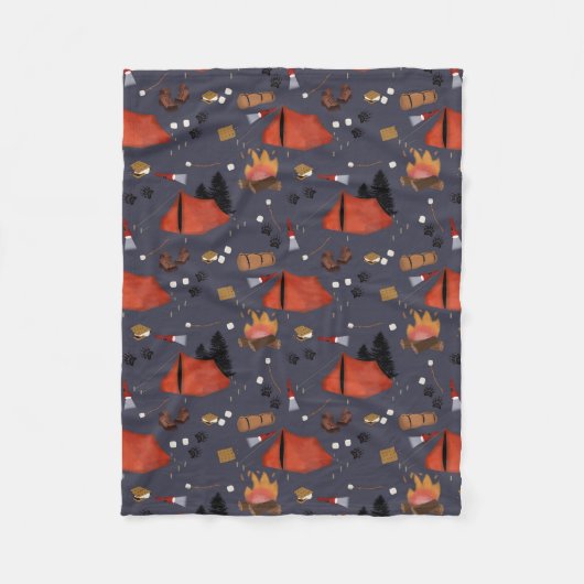 キャンピングアウトドアドベンチャーサマーキャンプファイア フリースブランケット (正面)