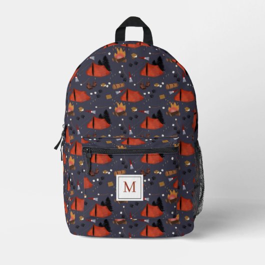 キャンピングアウトドアドベンチャーサマーキャンプファイア プリントバックパック (正面)