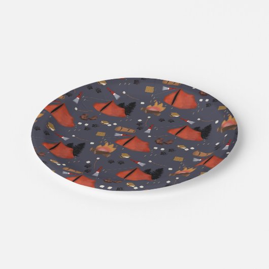 キャンピングアウトドアドベンチャーサマーキャンプファイア ペーパープレート (アングル)