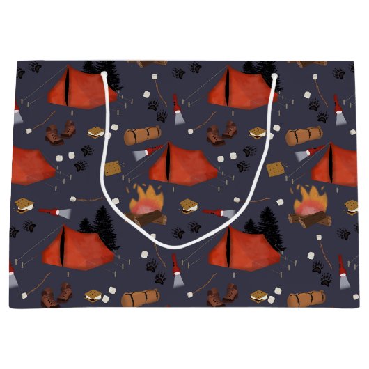 キャンピングアウトドアドベンチャーサマーキャンプファイア ラージペーパーバッグ (正面)