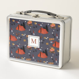 キャンピングアウトドアドベンチャーサマーキャンプファイヤーキッズ メタルランチボックス