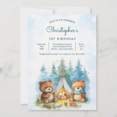 キャンピングアウトドアドベンチャーバースデーパーティー 招待状 (正面)