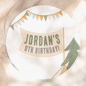 キャンピングアウトドアドベンチャーボーバースデーパーティー ペーパープレート