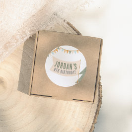 キャンピングアウトドアドベンチャーボーバースデーパーティー ラウンドシール