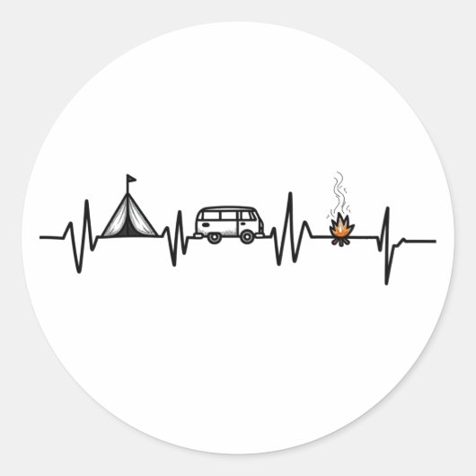 キャンピングアウトドアハートビート自然キャンパーハイキング ラウンドシール (正面)