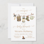 キャンピングアドベンチャークロザラインベビーシャワー 招待状 (正面)