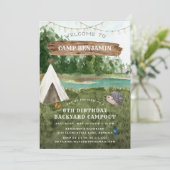 キャンピングアドベンチャーバースデーパーティーの招待 招待状 (スタンド正面)
