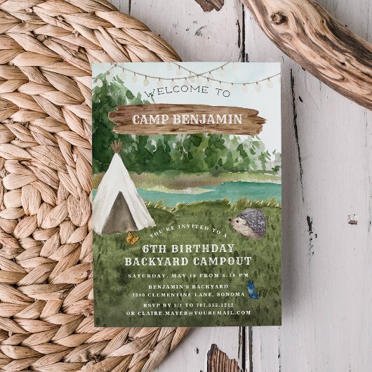 キャンピングアドベンチャーバースデーパーティーの招待 招待状