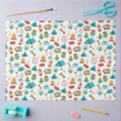 キャンピングアドベンチャーパターンオンホワイト 薄葉紙 (クラフト)