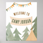 キャンピングアドベンチャーボーイバースデーパーティーウェルカムサイン ポスター (正面)