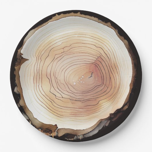 キャンピングアドベンチャー子供の誕生日パーティーウッド ペーパープレート (正面)