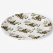 キャンピングアドベンチャー子供の誕生日パーティーパターン ペーパープレート (アングル)