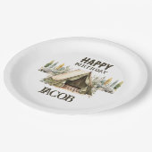 キャンピングアドベンチャー子供の誕生日パーティー ペーパープレート (アングル)