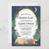 キャンピングアドベンチャー素朴カップル赤ちゃんシャワー 招待状 (正面)