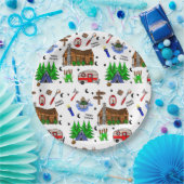 キャンピングアミッドウェストをテーマにしたハッピーキャンパー誕生日 ペーパープレート (パーティー)