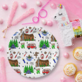 キャンピングアミッドウェストをテーマにしたハッピーキャンパー誕生日 ペーパープレート (パーティー)