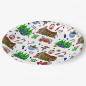 キャンピングアミッドウェストをテーマにしたハッピーキャンパー誕生日 ペーパープレート (アングル)