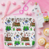 キャンピングアミッドウェストをテーマにしたハッピーキャンパー誕生日 ペーパープレート (パーティー)