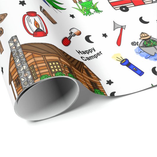 キャンピングアミッドウェストをテーマにした誕生日ラップ紙 ラッピングペーパー (ロールコーナー)