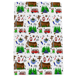 キャンピングアミッドウェストをテーマにした誕生日 ミディアムペーパーバッグ